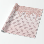 30th Birthday Blush roos Gold Drips Naam Cadeaupapier<br><div class="desc">Elegante,  klassieke,  glamoureuze en vrouwelijke stijl party wrapping papier voor een 30e verjaardagsfeestje. Een girly roze,  roos gouden ombre gradient achtergrond versierd met roos gouden druppels en. Sjabloon voor een naam en leeftijd 30. Donker roos goudkleurig handgeschreven stijlschrift.</div>