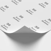 30th birthday bold letter name date simple minimal cadeaupapier (Hoek)