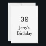 30th birthday bold letter name date simple minimal kaart<br><div class="desc">design</div>