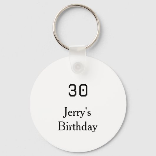 30th birthday bold letter name date simple minimal sleutelhanger (Voorkant)