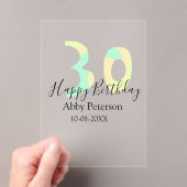 30th birthday bold letter pastel yellow black retr acryl uitnodigingen (Insitu (Draagbaar))