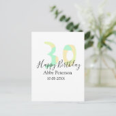 30th birthday bold letter pastel yellow black retr briefkaart (Staand voorkant)