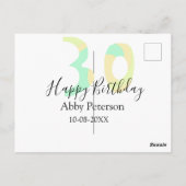 30th birthday bold letter pastel yellow black retr briefkaart (Achterkant)