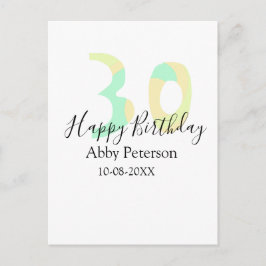 30th birthday bold letter pastel yellow black retr briefkaart