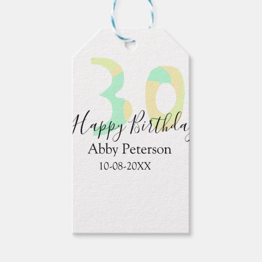 30th birthday bold letter pastel yellow black retr cadeaulabel (Voorkant)