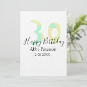 30th birthday bold letter pastel yellow black retr kaart (Staand voorkant)