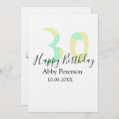 30th birthday bold letter pastel yellow black retr kaart (Voorkant / Achterkant)