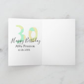 30th birthday bold letter pastel yellow black retr kaart (Binnen)