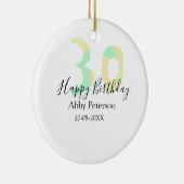 30th birthday bold letter pastel yellow black retr keramisch ornament (Rechts)