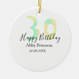 30th birthday bold letter pastel yellow black retr keramisch ornament