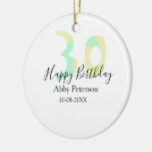 30th birthday bold letter pastel yellow black retr keramisch ornament (Links)