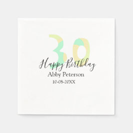30th birthday bold letter pastel yellow black retr servet