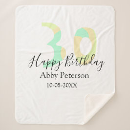 30th birthday bold letter pastel yellow black retr sherpa deken