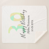 30th birthday bold letter pastel yellow black retr sherpa deken (Voorkant (horizontaal))