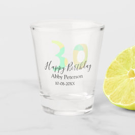 30th birthday bold letter pastel yellow black retr shot glas