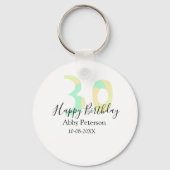 30th birthday bold letter pastel yellow black retr sleutelhanger (Achterkant)