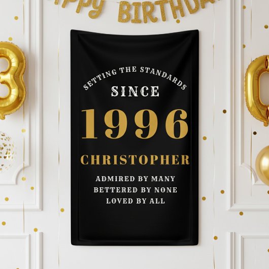 30th Birthday Born 1996 Add Name Black Gold Spandoek