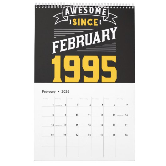 30th Birthday Calendar  Kalender (Feb 2026)