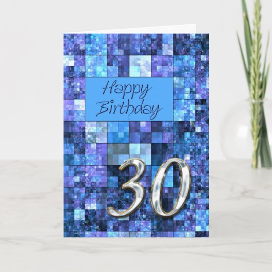 30th Birthday card with abstract squares. Kaart (Voorkant)