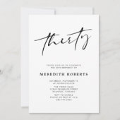 30th Birthday Chic Modern Script Minimalist Party Kaart (Voorkant)