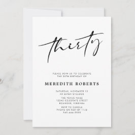 30th Birthday Chic Modern Script Minimalist Party Kaart