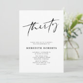 30th Birthday Chic Modern Script Minimalist Party Kaart (Staand voorkant)