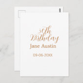 30th birthday copper brown simple stylish name dat briefkaart (Voorkant / Achterkant)