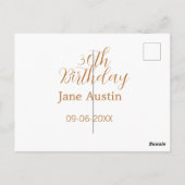 30th birthday copper brown simple stylish name dat briefkaart (Achterkant)