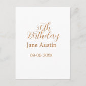 30th birthday copper brown simple stylish name dat briefkaart (Voorkant)