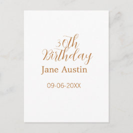 30th birthday copper brown simple stylish name dat briefkaart