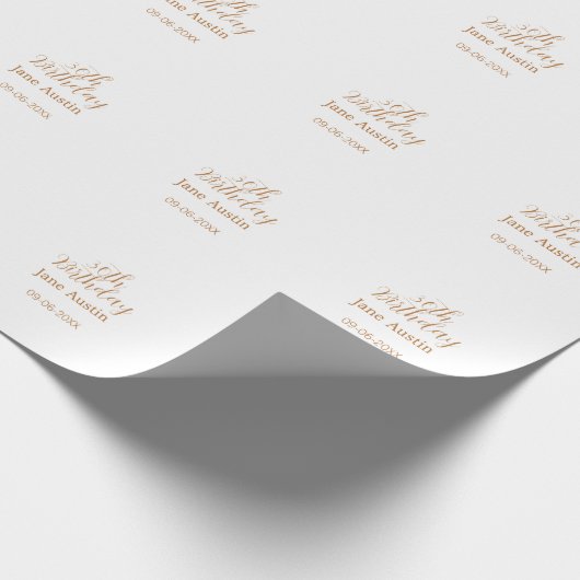 30th birthday copper brown simple stylish name dat cadeaupapier (Hoek)