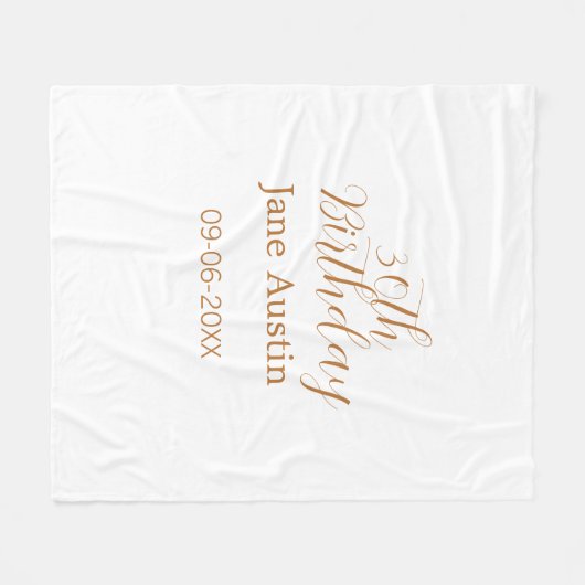 30th birthday copper brown simple stylish name dat fleece deken (Voorkant (Horizontaal))