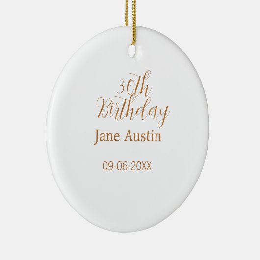 30th birthday copper brown simple stylish name dat keramisch ornament (Rechts)