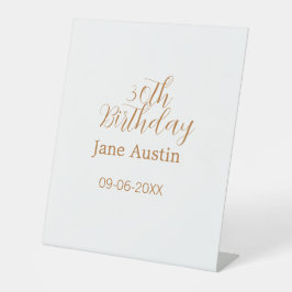 30th birthday copper brown simple stylish name dat reclamebord met voetstuk