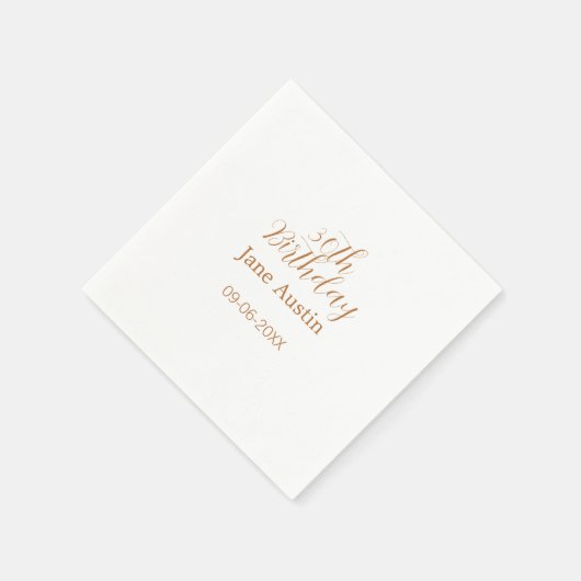 30th birthday copper brown simple stylish name dat servet (Hoek)