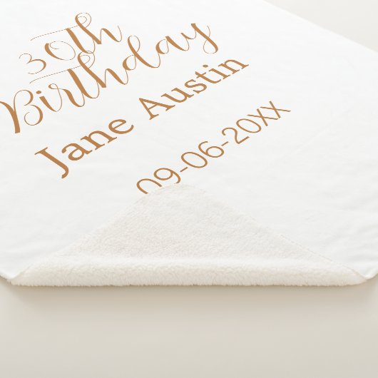 30th birthday copper brown simple stylish name dat sherpa deken (3/4)