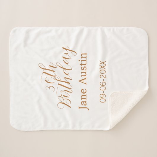 30th birthday copper brown simple stylish name dat sherpa deken (Voorkant (horizontaal))