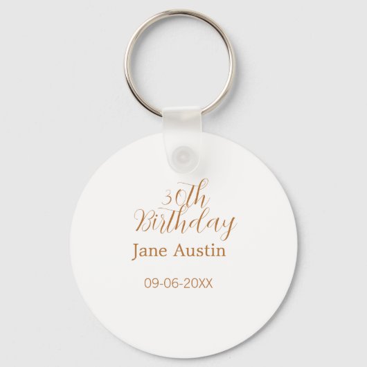 30th birthday copper brown simple stylish name dat sleutelhanger (Voorkant)