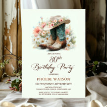 30th Birthday Cowgirl Boots and Hat Birthday Party