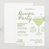 30th Birthday Dinner Party Custom Invitation Kaart (Voorkant / Achterkant)