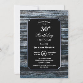 30th Birthday Dinner Wood Party Invitation Kaart