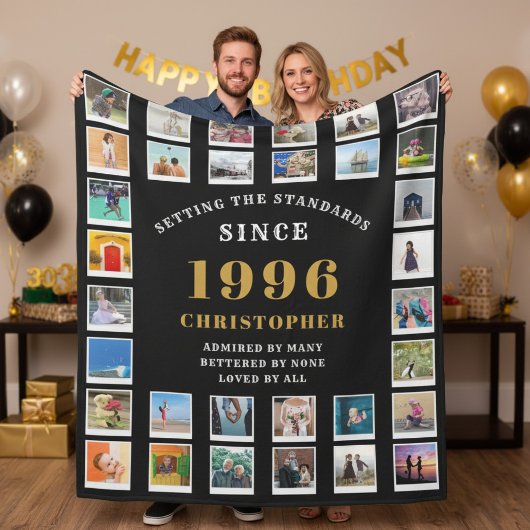 30th Birthday Family Memories Photo Collage  Fleece Deken