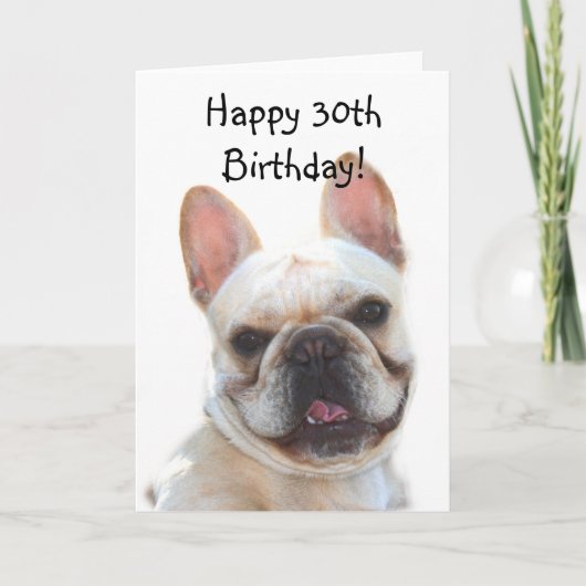 30th Birthday French Bulldog Greeting Card Kaart (Voorkant)