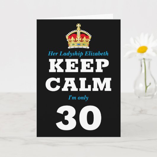 30th Birthday Funny Keep Calm Voeg bericht toe Vro Kaart (Kleine Plant)