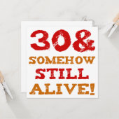 30th Birthday Gag Gift Kaart (Voorkant / Achterkant in situ)