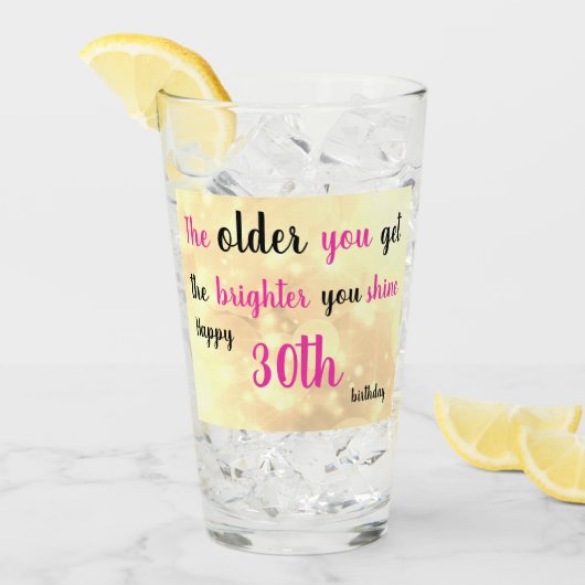 30th Birthday gepersonaliseerde add name Glas (Voorkant ijs)