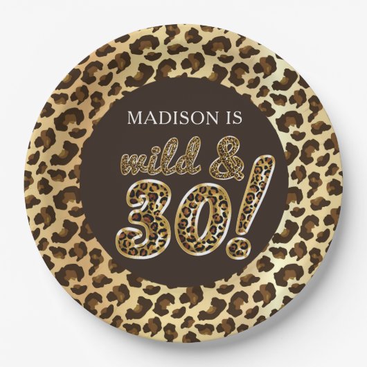 30th Birthday gepersonaliseerde luipaard Folie bal Papieren Bordje (Voorkant)