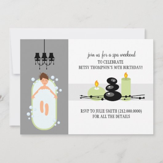 30th Birthday Girly Spa Weekend Getaway Invitation Kaart (Voorkant)