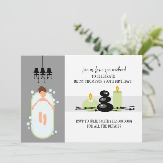 30th Birthday Girly Spa Weekend Getaway Invitation Kaart (Staand voorkant)