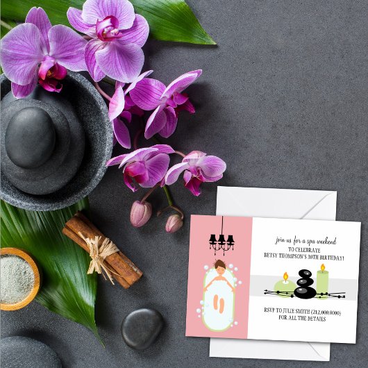 30th Birthday Girly Spa Weekend Getaway Invitation Kaart